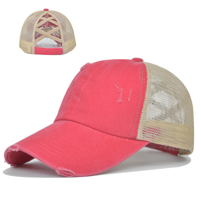 Washed horsetail Net hat elastic hat
