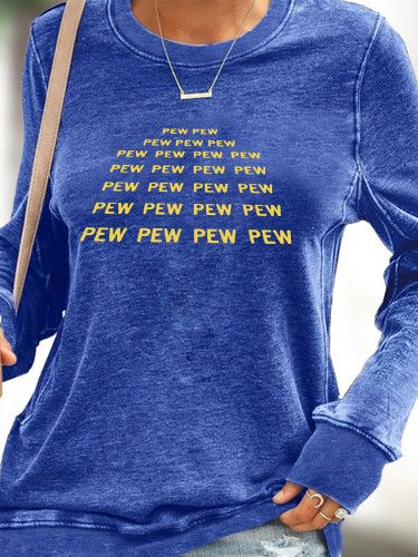 Women's Funny Words SW Classic Pew Square Sweatshirt Long Sleve