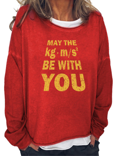 Funny Words SW Classic May The kg*m/s^2 Be With You Long Sleeve Sweatshirt For Women