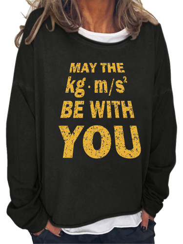 Funny Words SW Classic May The kg*m/s^2 Be With You Long Sleeve Sweatshirt For Women