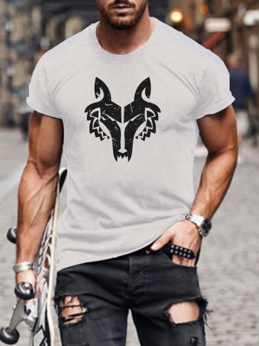 Men's Short Sleeve Wolf Pattern Funny Words SW Classic T-shirt S-5XL