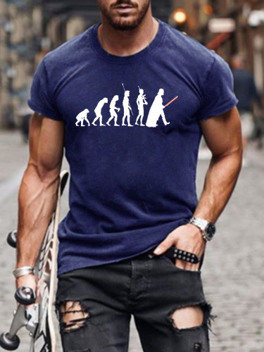 Men's Short Sleeve Human Evolution Funny Words SW Classic T-shirt S-5XL
