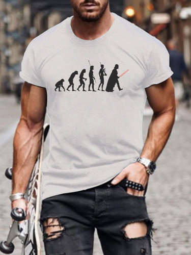 Men's Short Sleeve Human Evolution Funny Words SW Classic T-shirt S-5XL