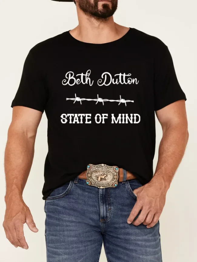 100% Cotton Beth Dutton The State of Mind Fence Pattern Loose Casual Wear Tee With Oversize 5XL For Men