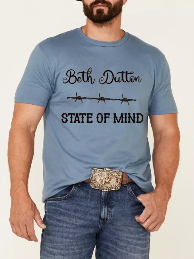 100% Cotton Beth Dutton The State of Mind Fence Pattern Loose Casual Wear Tee With Oversize 5XL For Men
