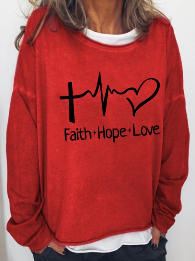 Faith Hope Love Casual Regular Fit Sweatshirt