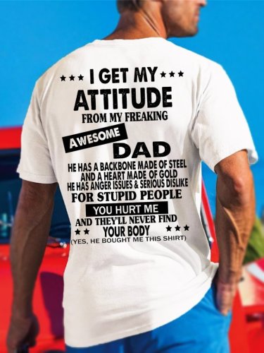 I Get A Awesome Dad Back Print Casual Shirts & Tops