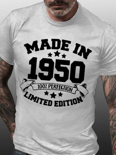Made In 1950 Old Age Gift Short Sleeve Casual Tshirts