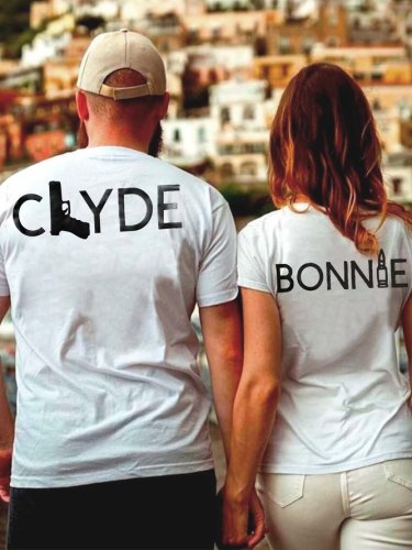 Bonnie & Clyde Cotton Couple Graphic T-Shirts