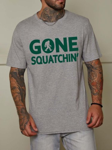 Gone Squatchin' Crew Neck Short Sleeve Cotton Blends Shirts & Tops
