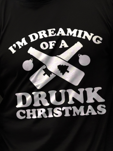 I'm Dreaming Of A Drunk Christmas Cotton Blends Short Sleeve Crew Neck Shirts & Tops