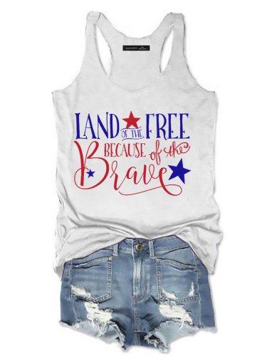 Land of the Free Because of the Brave Tank Sleeveless Top