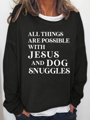 All Things Are Possible with Jesus Women‘s Crew Neck Long Sleeve Sweatshirt