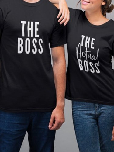 The Boss The Actual Boss Couple Graphic T-Shirts