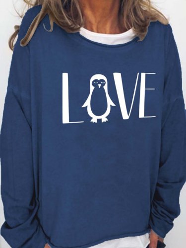 Love Penguin Cotton Blends Casual Sweatshirts
