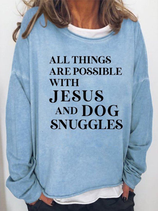All Things Are Possible with Jesus Women‘s Crew Neck Long Sleeve Sweatshirt