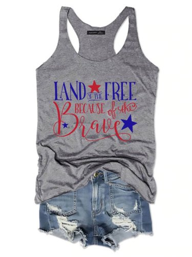 Land of the Free Because of the Brave Tank Sleeveless Top