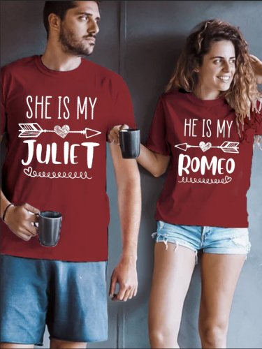 She/He Is My Juliet/Romeo Valentine Couple Graphic T-Shirts