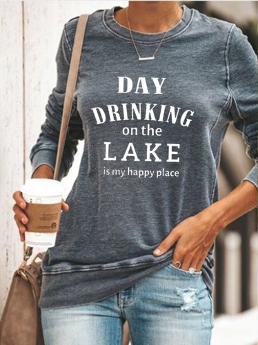 Day Drinking On The Lake Is My Happy Place Women's Sweatshirt