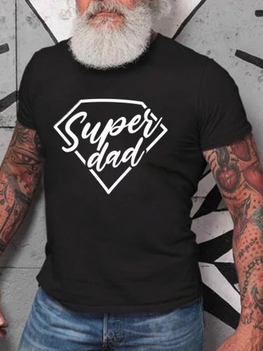 Super Mom & Super Dad Crew Neck Couple Graphic T-Shirts