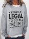 Funny text print round neck long-sleeved sweatshirt