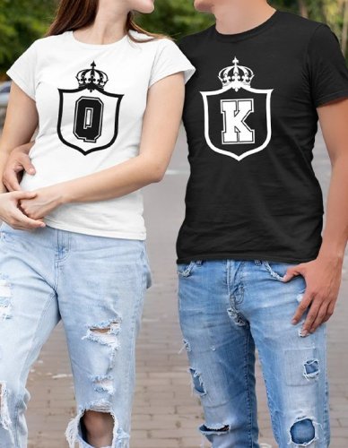 Q & K Couples Casual Crew Neck Unisize Shirts & Tops