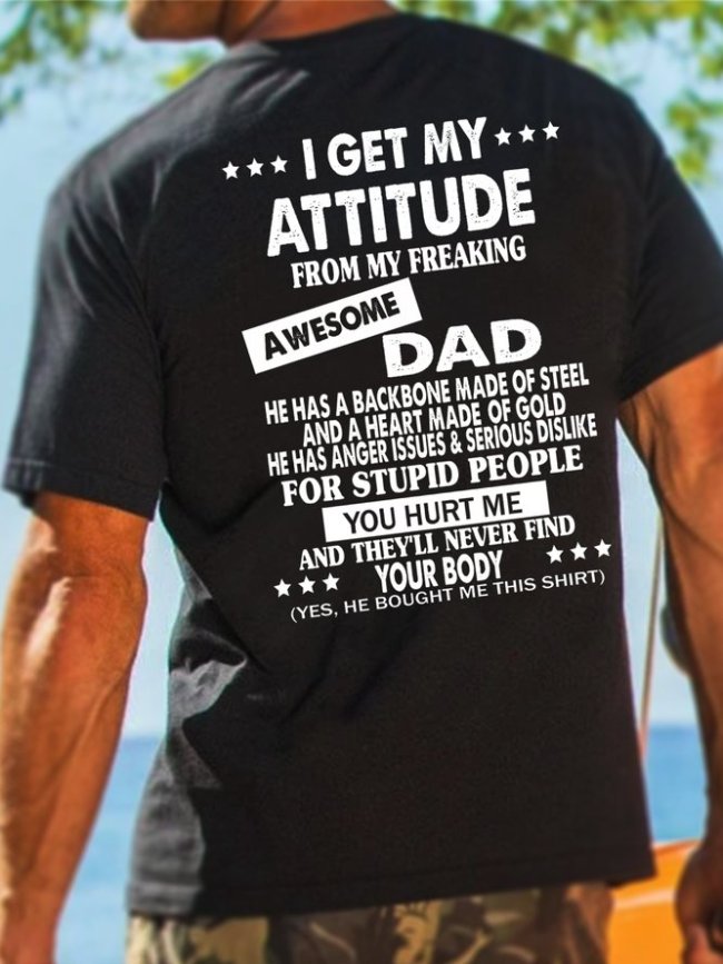 I Get A Awesome Dad Back Print Casual Shirts & Tops