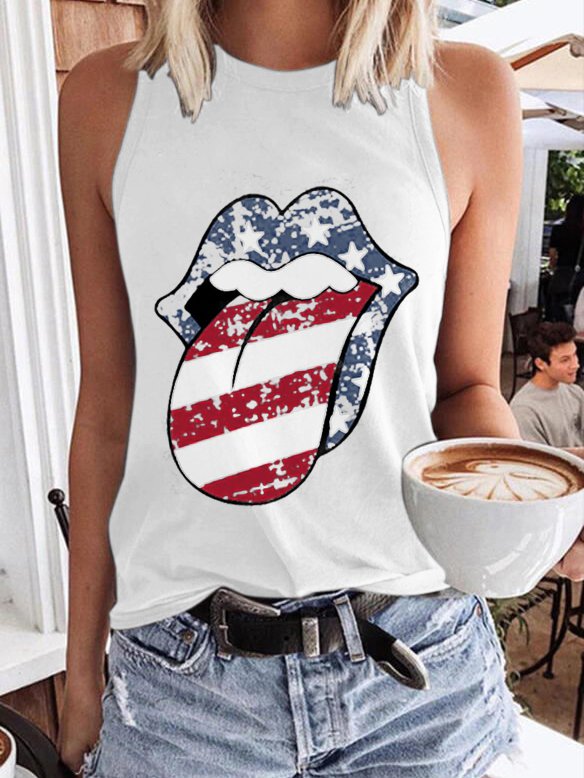 US$ 16.99 - Rolling Stones Patriotic Tongue Tank Top - www.zicopop.com