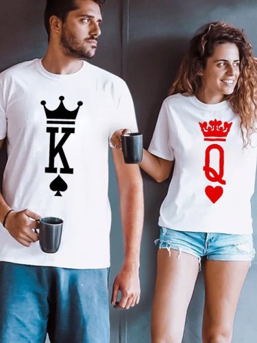 King Queen Couple Graphic T-Shirts