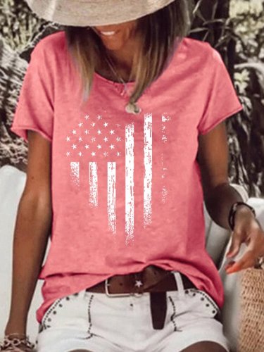 American Flag T-Shirt Women Satr and Striped T shirt