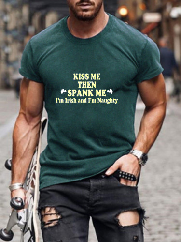 Short Sleeve Kiss Me Then Spank Me Shamrock Sweatshirt S-5XL for Men