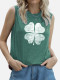 Women's Four Leaf Clover Image Sleeveless Four Leaf Clover Sweatshirt St Patrick's Day Tank