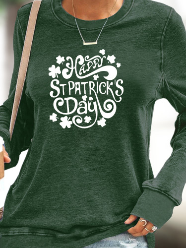 Shamrock Sweatshirt Women's Happy St Patrick's Day Long Sleeve Pullover Hoodies