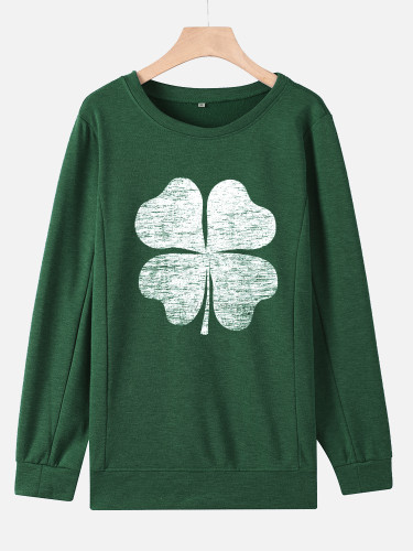 Four Leaf Clover Sweatshirt Women's Four Leaf Clover Long Sleeve Pullover St Patrick's Day Hoodies