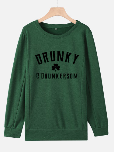 Shamrock Sweatshirt Women's Drunky O'Drunkerson Long Sleeve Pullover Hoodies