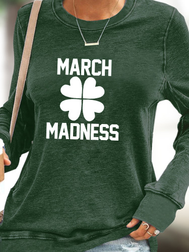 Four Leaf Clover Sweatshirt Women's March Madness Long Sleeve Pullover St Patrick's Day Hoodies