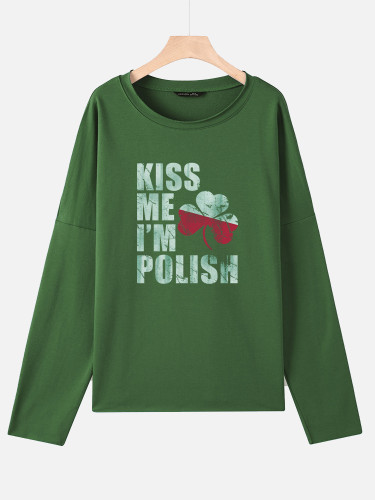 Shamrock Sweatshirt Kiss Me I'm Polish Women's Pullover Hoodie
