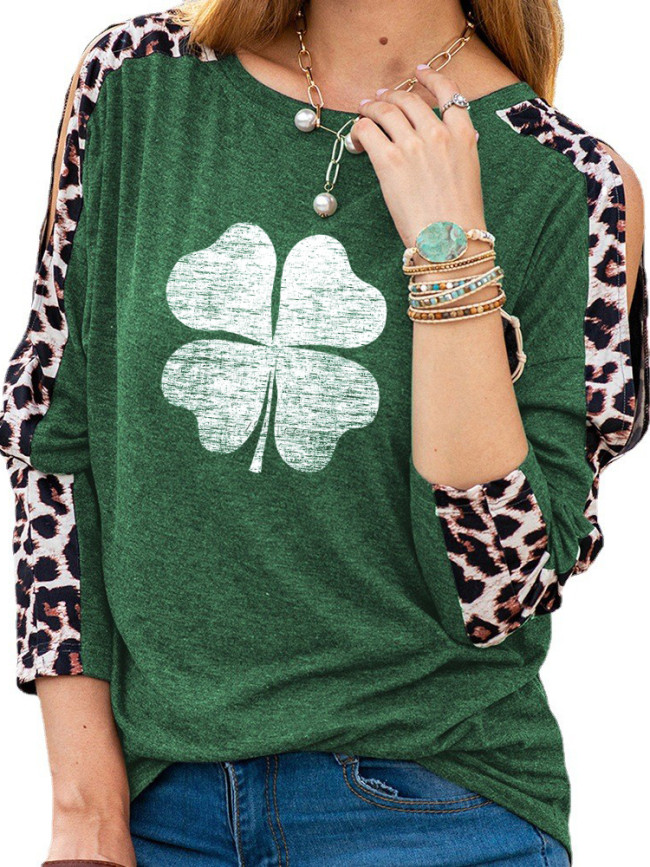 Four Leaf Clover Sweatshirt Four Leaf Clover Women's Long Sleeve St Patrick's Day Top