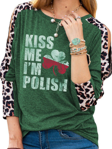 Shamrock Sweatshirt Kiss Me I'm Polish Women's Long Sleeve Top