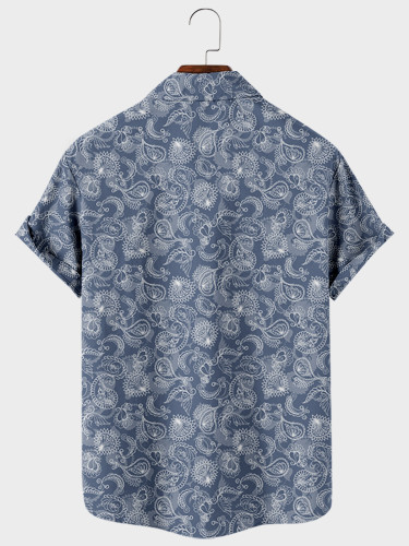 Mens Paisley Shirt Floral Print Short Sleeve Hawaiian Shirts Short Sleeve Button Down Beach Shirts