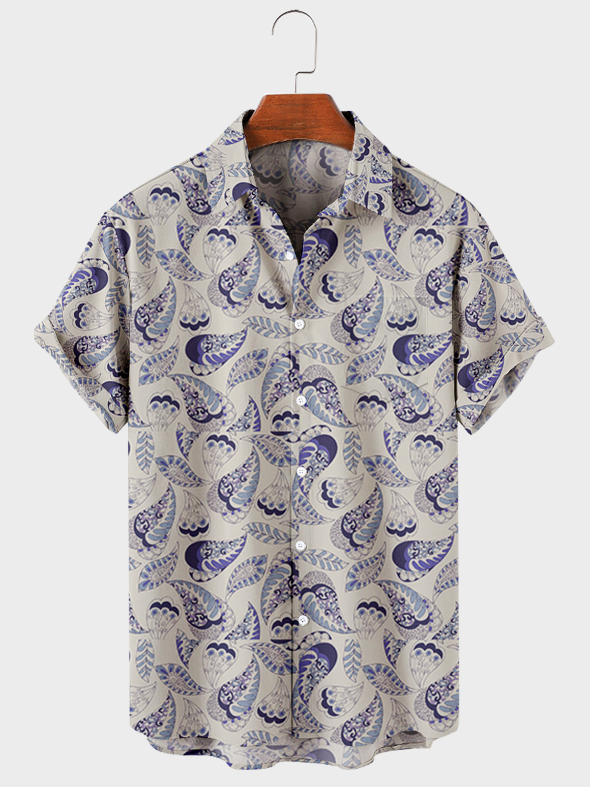 US$ 25.89 - Men's Aztec Cashew Flowers Pattern Vintage Short Shirt ...