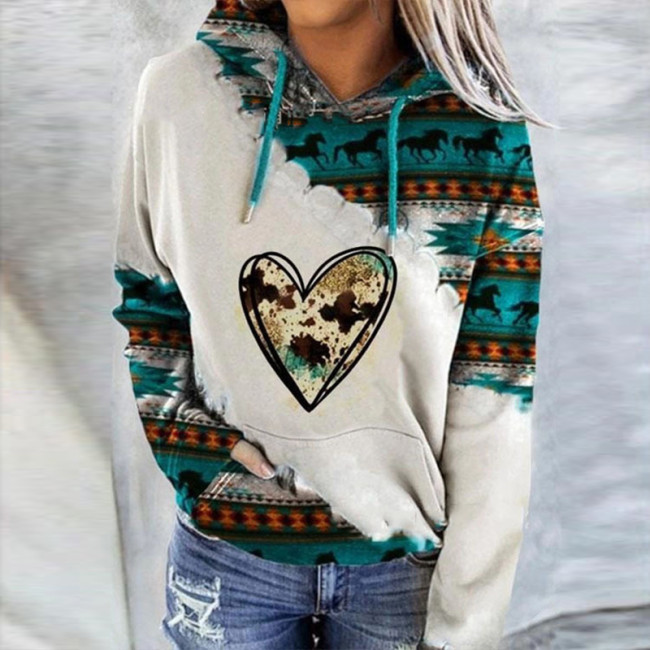 2022 Women's Aztec Style Loose Hoodie Spring Wear