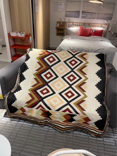 Bohemian Southwest Native American Indian Tribal Moroccan Aztec Blanket Throw Cover for Couch,Sofa,Chair,loveseat,Bed,Recliner,Window, Camping Decorative Tassel