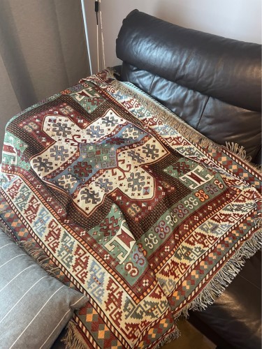 Aztec Throw Blanket Southwestern Boho Decor Reversible Woven Tassels Mexican Blankets and Throws for Couch Bed Chair Wall Livingroom Outdoor Travel