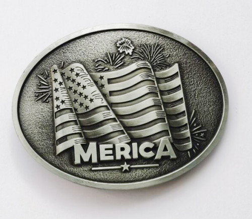 Rodeo Buckles Zinc Alloy American Flag Size 9.0X7.1Cm