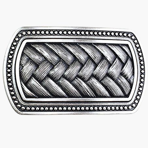 Silver-Plated Classic Belt Buckle Weave Lines