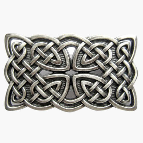 Metal Silver Plated Belt Buckle Celtic Small Square Knot