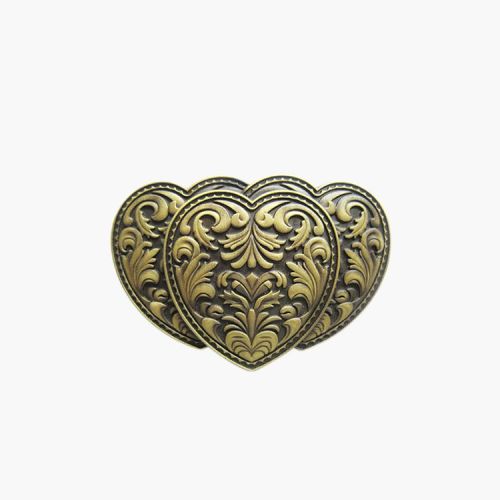 Copper-Plated Classic Western Style Belt Buckle Heart-Shaped Decorative Belt Buckle
