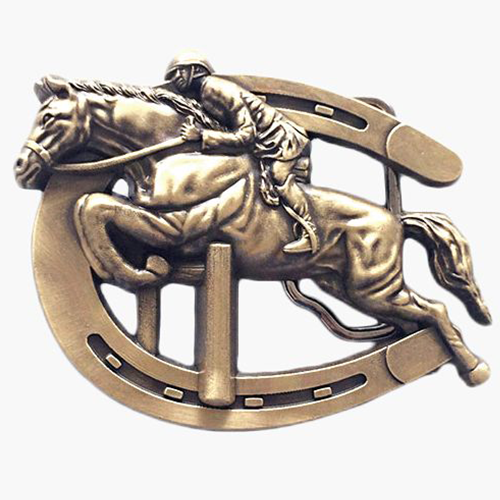 Copper-Plated Equestrian Sport Belt Buckle Horse Racing