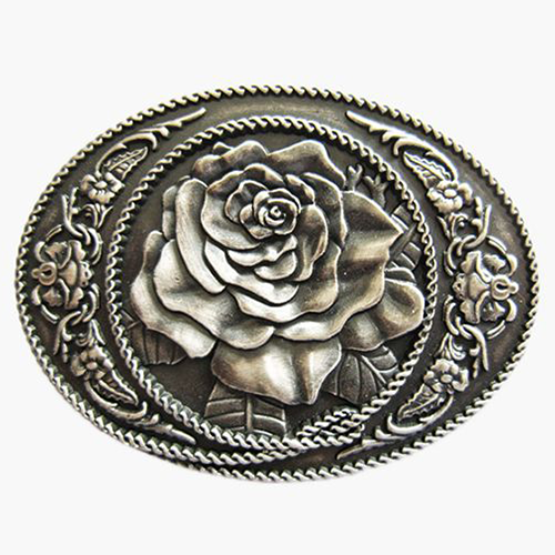 Silver Covered Belt Button West Cowboys Series West Rose